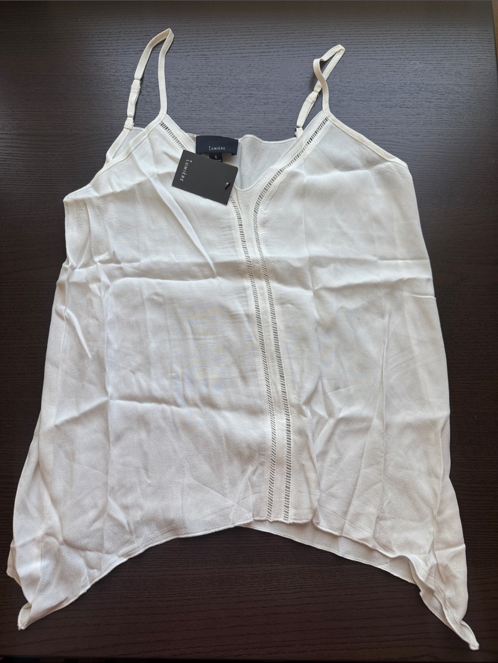 Lumiere Cream Spaghetti-Strap Camisole with Ladder Stitch Panel